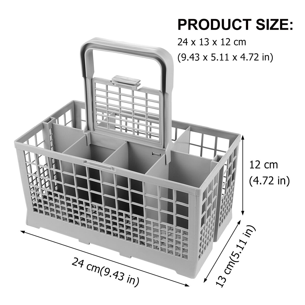 Foxnovo Cutlery Basket Grey for Storage with Handle and Compartments 2Pcs