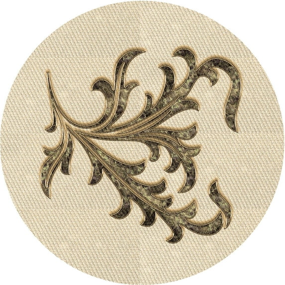 Ahgly Company Indoor Round Patterned Wheat Beige Area Rugs, 4' Round
