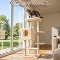 thumbnail image 5 of Sturdy 40-inch Cat Tree Tower with Cat Cave & Ramp Steps - Multi-Level Play & Sleep Center for Large Indoor Cats, Beige, 5 of 13
