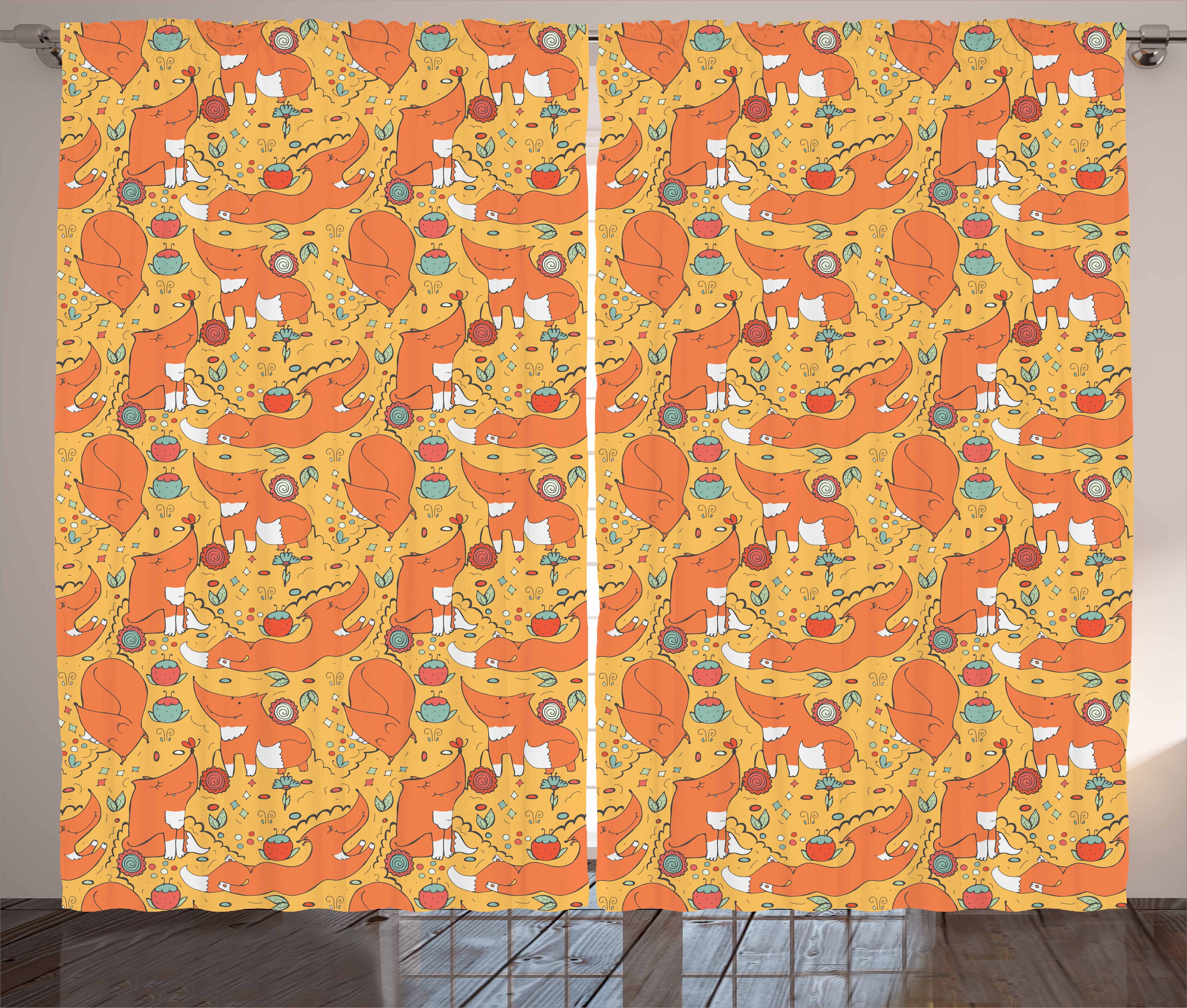Fox Curtains 2 Panels Set Cute Animals With Flowers Ladybugs Erflies Botanical Kids Nursery Theme Window D For Living Room Bedroom 108w X Fox Curtains 2 Panels Set Cute Animals With Flowers Ladybugs Erflies Botanical Kids Nursery Theme Window D For Living Room Bedroom 108w X