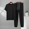 thumbnail image 2 of USNSM (L-5XL) Plus Size Mens Short Sleeve Tank Top and Pants Set Casual Two Piece Loungewear Sleepwear Comfortable Outfits Black XXXXL, 2 of 5
