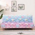 thumbnail image 4 of ZIATUBLES Stretch Armless Sofa Slipcover Elastic Futon Cover Dustproof Furniture Protector Machine Washable Folding Sofa Couch Cover, Shell Starfish Fish Scales Print, 4 of 9