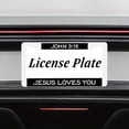 thumbnail image 7 of 2PC Jesus Loves You License Plate Prame Aluminum Rust-Proof Auto Parts License Plate Decorative Screws Fit Standard 2 Holes  U.S. License Plate, 2.2x 6.3 Inch, 7 of 7