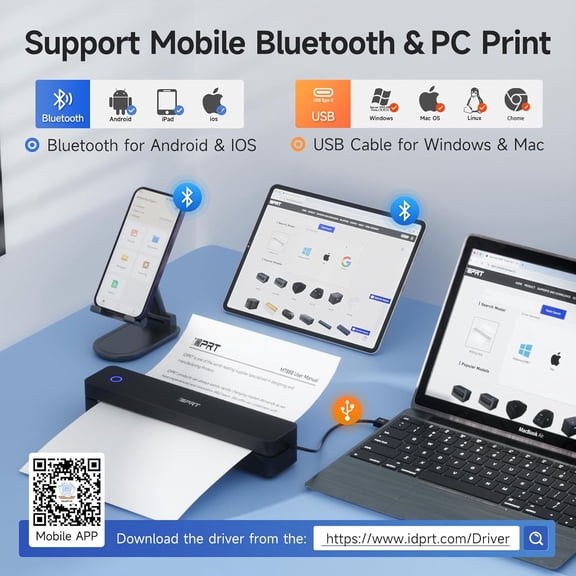 MT610 Pro Wireless Printer - Portable Thermal Printer for Travel, Office, and Home (Black, 300DPI)