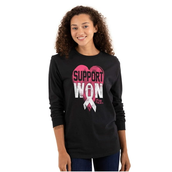 Support I Won Breast Cancer Awareness Women's Long Sleeve T Shirt Brisco Brands S