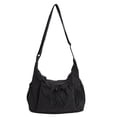 thumbnail image 4 of Women's Minimalist Plaid Nylon Drawstring Large Capacity Messenger Purse Japanese-style Crossbody Shoulder Bag For Daily Commute Travel, 4 of 5
