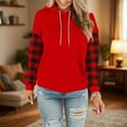 thumbnail image 2 of DDAPJ pyju Womens Christmas Hoodies Plaid Patchwork Long Sleeve Drawstring Hooded Sweatshirt Lightweight Pullover Hoodie with Kangaroo Pocket, 2 of 6