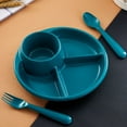 thumbnail image 1 of LEFU Divided Dinner Plates Set - 3 Compartment Plastic Plates for Adults Children Home Use - Reusable Sectioned Plates with Optional Fork Spoon - White Pink Green, 1 of 9