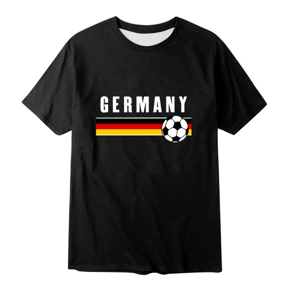JLFKNG Summer Mens Cool T Shirt German Football Graphic Plus Size T Shirt Printed Solid Color Short Sleeve Suit For Sports, Dailywear, Shopping And Other Occasions