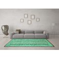 thumbnail image 3 of Ahgly Company Indoor Round Abstract Turquoise Blue Modern Area Rugs, 4' Round, 3 of 4