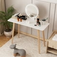 thumbnail image 3 of Piweml White Vanity Desk with Mirror, 40 Inch Makeup Vanity Desk Girls Dressing Table with Solid Wood Legs, Modern Vanity Table for Cosmetics, Hair Tools in Bedroom Dressing Room, 3 of 9