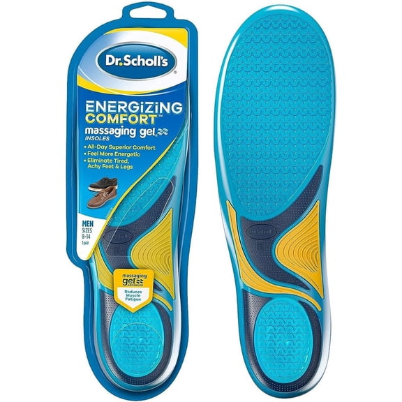 Dr. Scholl’s Energizing Comfort Everyday Insoles with Massaging Gel®, On Feet All-day, Shock Absorbing, Arch Support,Trim Inserts to Fit Shoes, Men's Size 8-14, 1 Pair