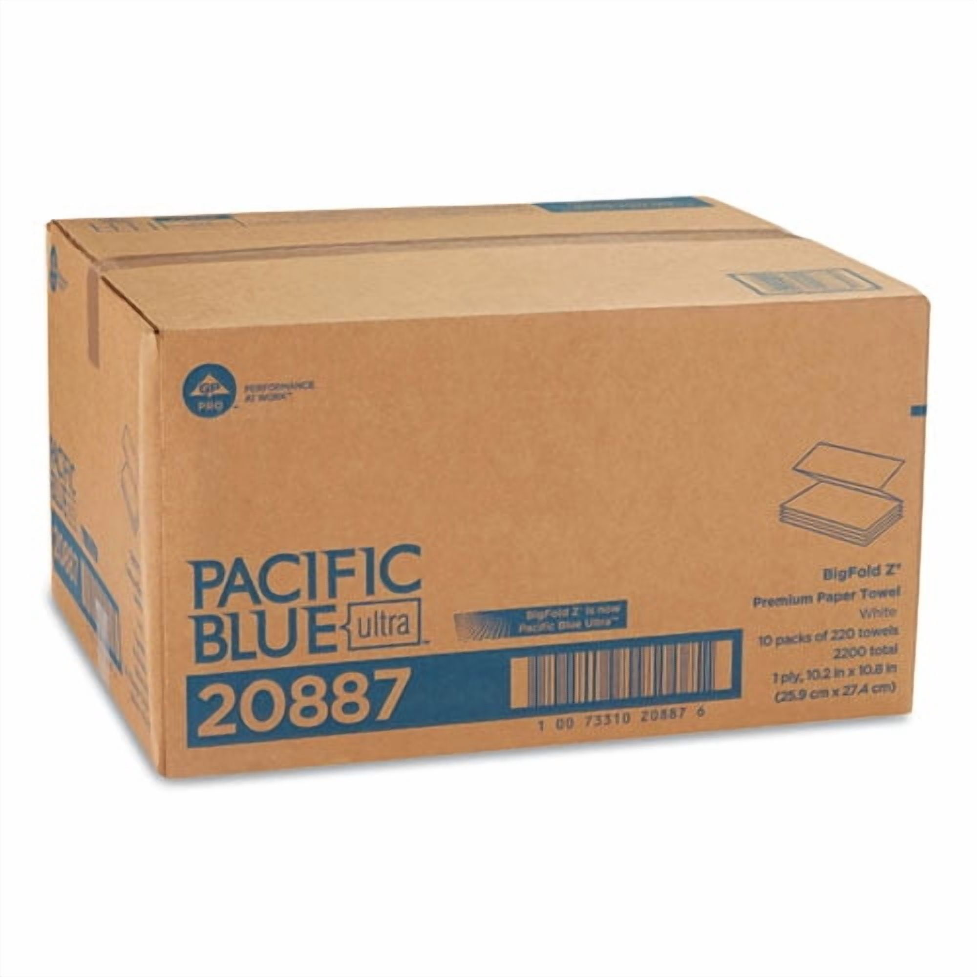 Pacific Blue Ultra Folded Paper Towels, 1-Ply, 10.2 x 10.8, White, 220/Pack, 10 Packs/Carton | Bundle of 2