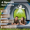 thumbnail image 4 of Camping Fan with Light, 7200mAh Rechargeable Fan with Remote, 4 Speed Timer LED Lantern for Camping Travel Emergency, White, 4 of 9