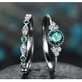 thumbnail image 2 of GKNET 2pcs/set Women's Wedding Set Rings Round Cut Emerald Ring Size&nbsp;6-10-10-Green, 2 of 7