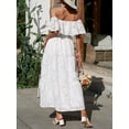 thumbnail image 5 of Women's Ruched Off Shoulder Short Sleeve Midi Dress Polyester 100% with Partially Lined Body Comfortable Evening Wear, 5 of 14