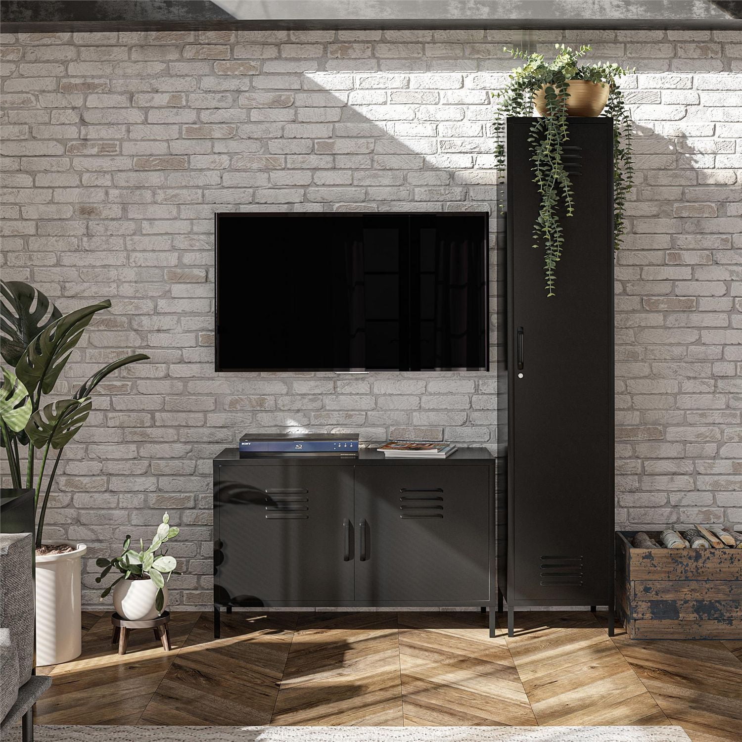 Systembuild Evolution Mission District Armoire d'appoint en métal à 2 portes Noir