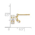 thumbnail image 3 of Auriga 14k Yellow Gold CZ Three Stone Hoop Earrings for Women(L- 8mm, W-4mm), 3 of 6