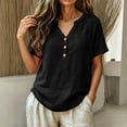 thumbnail image 4 of Rciityk Women's Cotton Linen V Neck T Shirts Solid Color Short Sleeve Chest Pocket Casual Tunic Shirts - Summer Tops for Women, 4 of 7