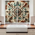 thumbnail image 3 of Ambesonne Rustic Kitchen Curtains, Feathers and Arrows Folk Art, 55"x39", Redwood Teal Champagne, 3 of 3