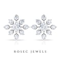 thumbnail image 3 of Rosec Jewels Natural Diamond Statement Floral Stud Earrings for Women, 10K White Gold, 3 of 7