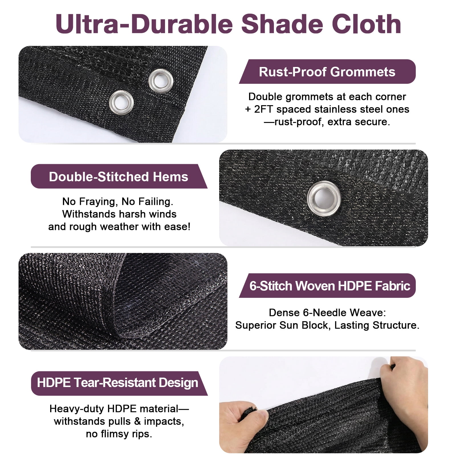 Jane Stone 90% Shade Fabric Sun Shade Cloth with Grommets,10'X14' Pergola Replacement Shade Cover Canopy for Garden Outdoor Patio,Black (We Make Custom Size)