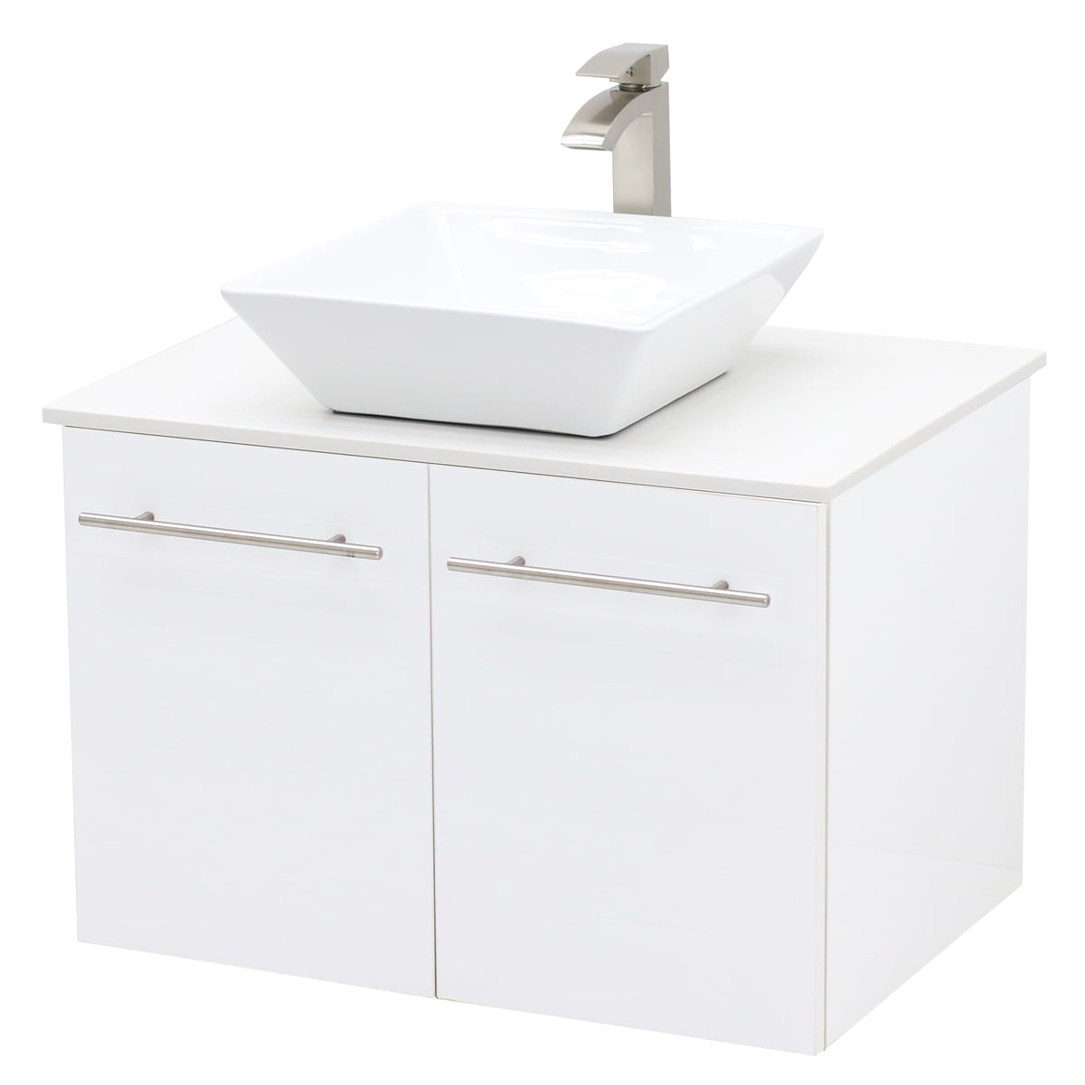 WindBay Wall Mount Floating Bathroom Vanity Sink Set, White Embossed