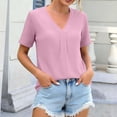 thumbnail image 3 of Uootdi Womens Tops Dressy Casual Short Sleeve V Neck Pleated Front Soft Comfy Lightweight Office Commute Blouses Gift, 3 of 9
