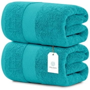 White Classic Hotel Collection 650 Gsm Cotton Bath Sheet Towels, Oversized Bathroom Towels, Aqua, 35 x 70, 2 Pack
