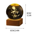 thumbnail image 3 of Ganfancp Bola de Cristal de Noche Sólida Bola de Cristal Láser Grabado de Vidrio con Base de Madera Suministro de Energía Usb Decoración Ofertas Flash Liquidación Luz Nocturna X1, 3 of 4