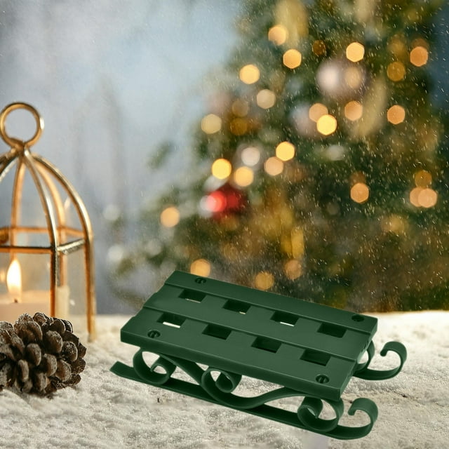 Mini Papá Noel Esquiando, Decoración de Reno de Plástico con Esquís y Carro para Árbol de Navidad de Mesa | Decoración Navideña para El Hogar - 11,3 Cm/4,4 Pulgadas