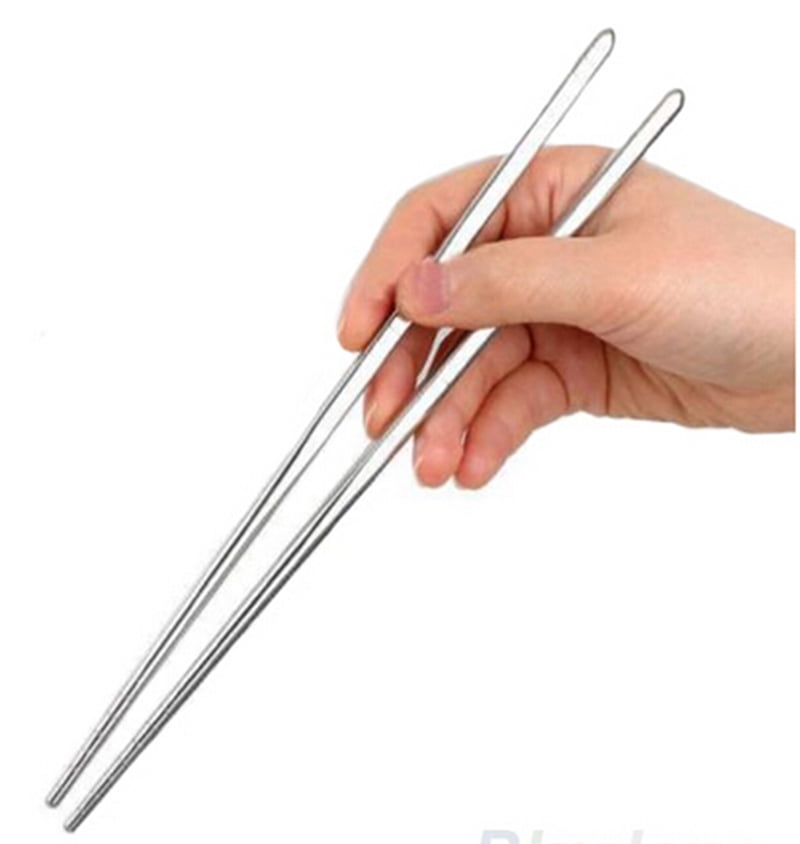 5 Pairs Chinese Stylish Non-slip Stainless Steel Chopsticks Chop Sticks Silver