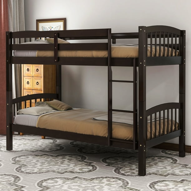 Urhomepro Twin Over Bunk Beds, Wooden Bunk Bed Safety Rails