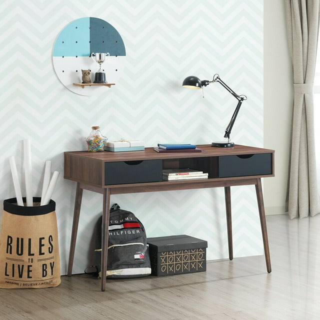 Gymax Computer Desk PC Laptop Writing Table Study Workstation Home W/ Drawers & Shelf