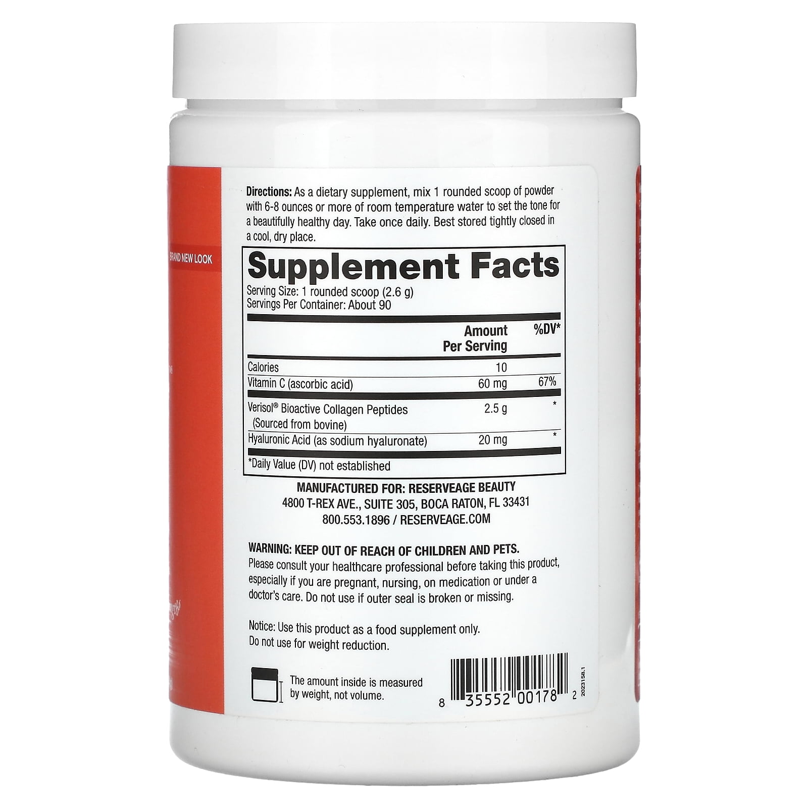 Collagen Replenish Powder, Unflavored, 8.25 oz (234 g), ReserveAge Nutrition