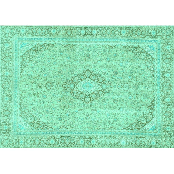Ahgly Company Indoor Rectangle Abstract Turquoise Blue Modern Area Rugs, 7' x 10'