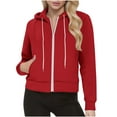 thumbnail image 2 of FAIWAD Womens Zip Up Hoodies Long Sleeve Drawstring Hooded Cropped Sweatshirt with Pockets Casual Comfy Workout Clothes, 2 of 9