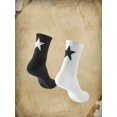 thumbnail image 2 of CoCozhu Women's 2 Pairs Striped Trim Casual Crew Socks Simple Mid Calf Socks, 2 of 8