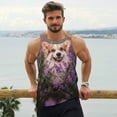 thumbnail image 6 of Fotbe Dog in Lavender Flowers Pattern Men's Quick Dry Workout Tank Top Gym Muscle Tee Fitness Bodybuilding Sleeveless T Shirt Breathable Workout Shirt-4X-Large, 6 of 9