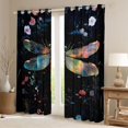 thumbnail image 2 of jejeloiu Cute Dragonfly Black Out Curtains,Rustic Plant Flower Curtains Pack of 2 (42x63 Each) For Girls Teens, 2 of 6