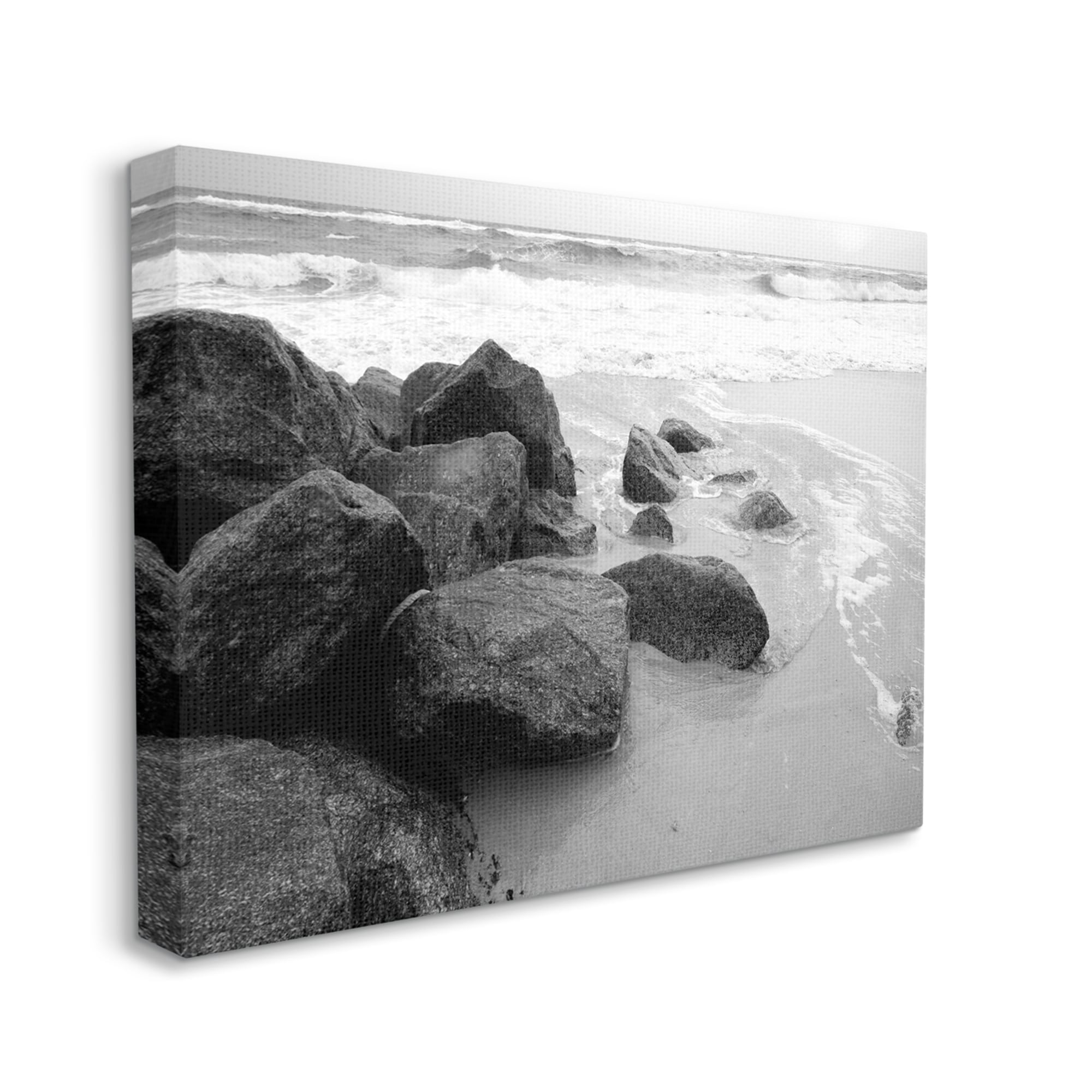 Stupell Indtries Incoming Tide Nautical Beach Coast Black White Photography,48 x 36,Design by Bill Carson Photography