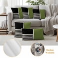 thumbnail image 5 of Pack of 2 Sage Green Black Outdoor Pillow Covers Decorative, Waterproof Pillow Protector, Farmhouse Striped Modern Abstract Art Throw Pillowcases Accent Cushion Cases for Patio Couch Sofa 16"x16", 5 of 8