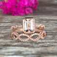 thumbnail image 1 of Glaring 1.50 Carat Morganite Engagement Ring Solid 10k Rose Gold Promise Ring for bride loop curved Wedding Band Custom Made Sparkling Jewelry, 1 of 5
