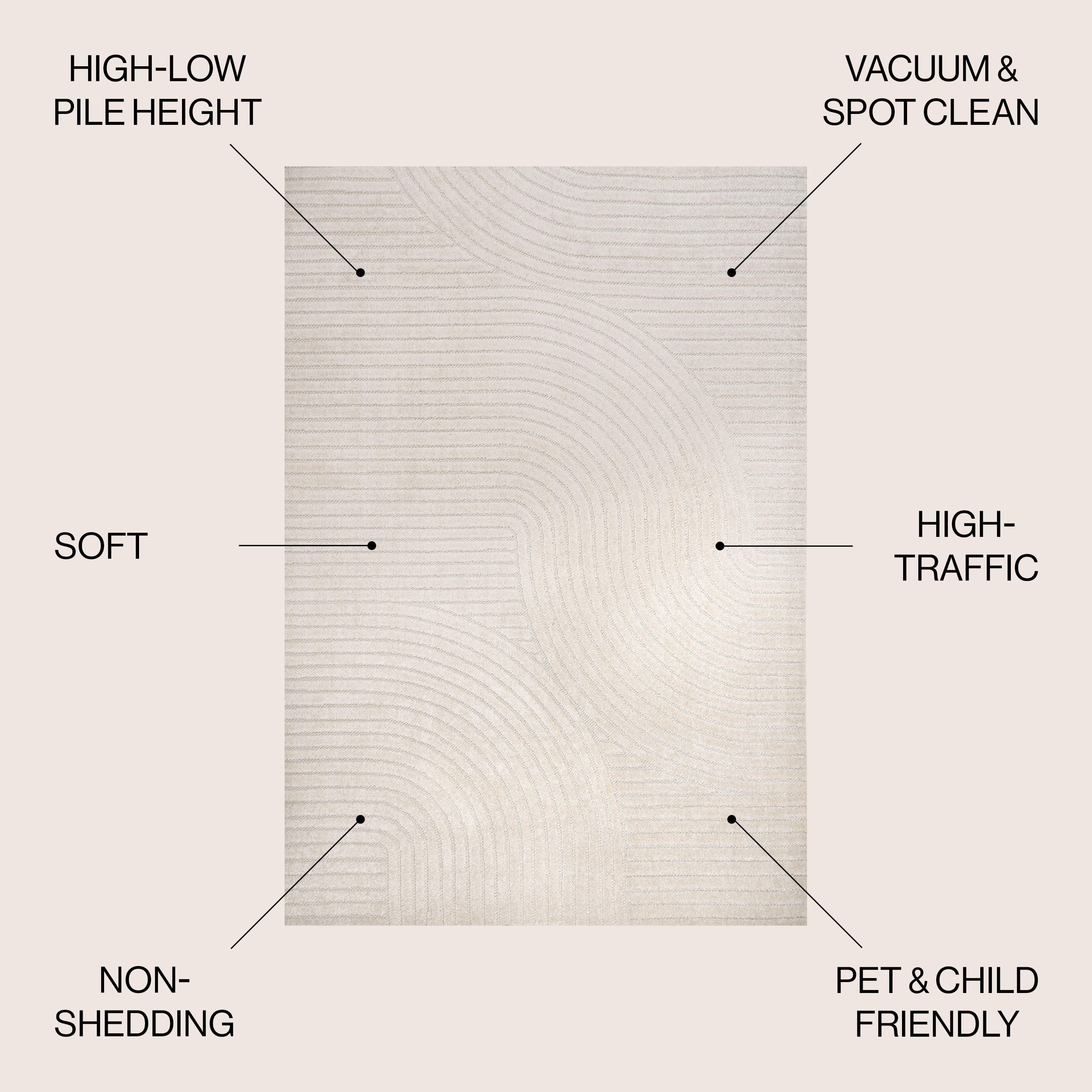 JONATHAN Y SCANDINAVIAN 9 x 12 Area Rug, Hallie Minimalist Curve Geometric - Ivory/Cream, SCN100B-9