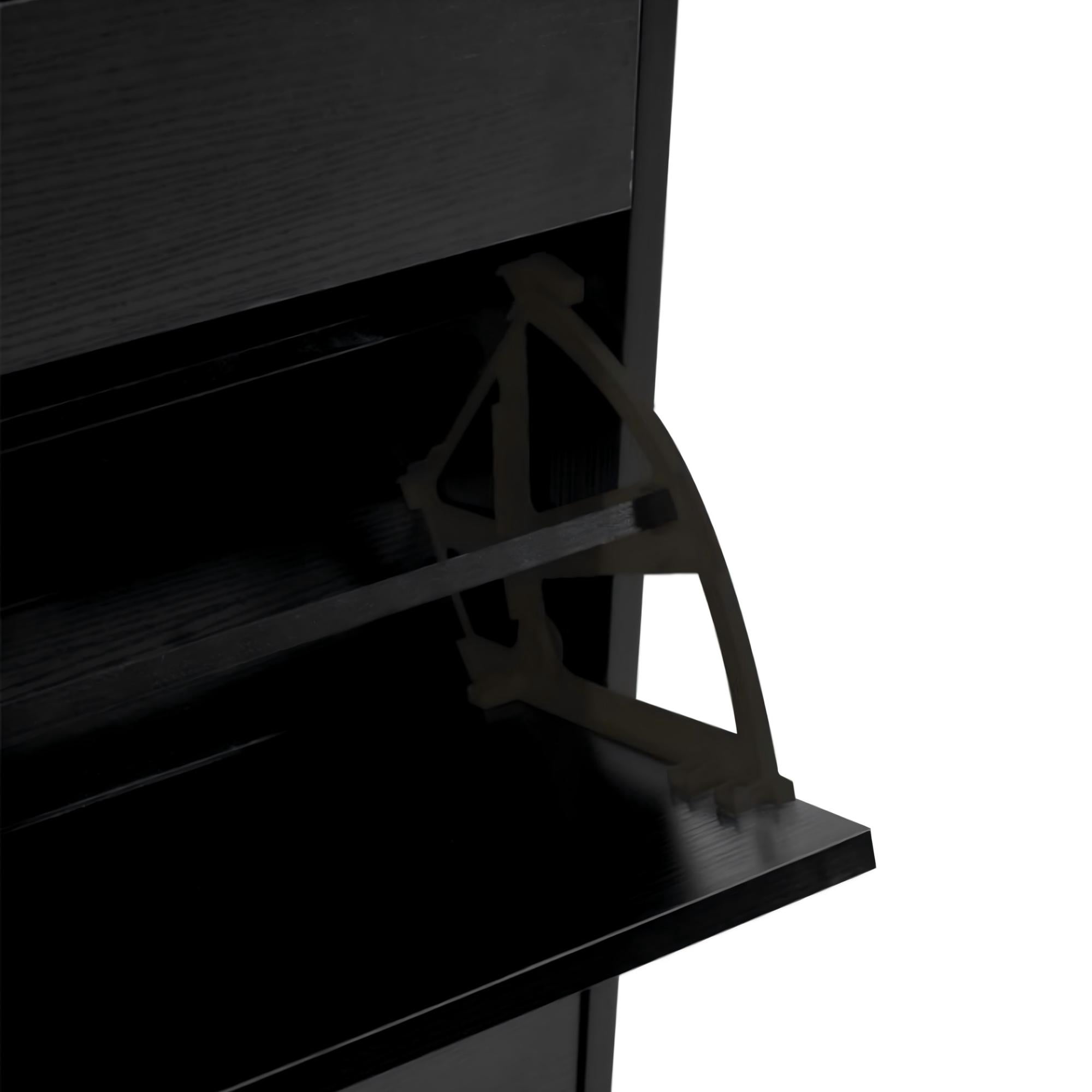 BSHTI 31.49”Shoe Storage Cabinet,with 2 Flip Drawers,Ajustable Shoe Rack Storage Area,Back with Ventitation Design,Ideal for Small Apartments or Small Spaces,Black