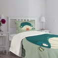 thumbnail image 5 of Ambesonne Cat Quilted Bedspread Set 2 Pcs, Kitten Eating Huge Fish, Twin Size, Almond Green Teal, 5 of 6