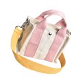 thumbnail image 2 of Small Square Canvas Bag Women Zipper Color Block Portable Travel Shoulder Crossbody Tote Pouch, 2 of 6