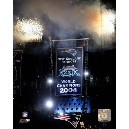 Super Bowl Dynasty Banner - 2005 - Patriots Super Bowl 39 Banner Raise Photo Print