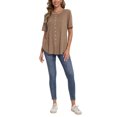 thumbnail image 5 of Women Summer Button Up Front Tops Shirts Casual Loose Pullover T-shirt Round Neck Pleated Tunic Blouses for Ladies Comfy Plain Tee, 5 of 9