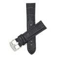 thumbnail image 1 of 24mm Mens' Alligator Style Leather Watch Strap Band, Stainless Steel Buckle, 1 of 7